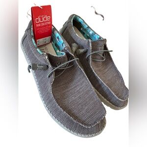 Hey Dude Men's Wally Sox Charcoal Slip-On W/ Turquoise Sz 9 (Women’s 11) New
